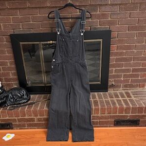 Women's Black Straight Leg Denim Overalls